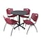 Kobe Kobe Round Table & Chair Set, Wood, Metal, Plastic Top, Grey TKB30RNDGY47BY - alternate 1